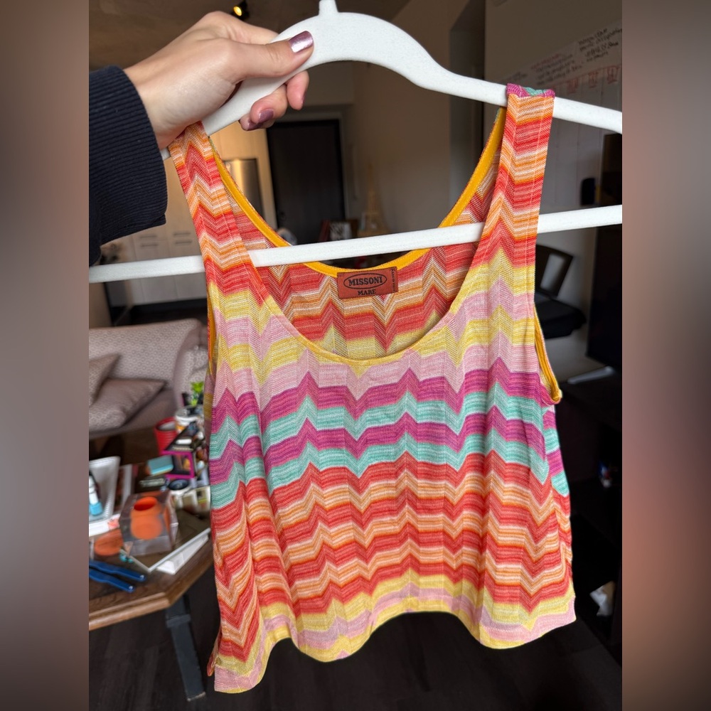 Missoni Tank top Tropical Beachy pink/blue/orange/yellow